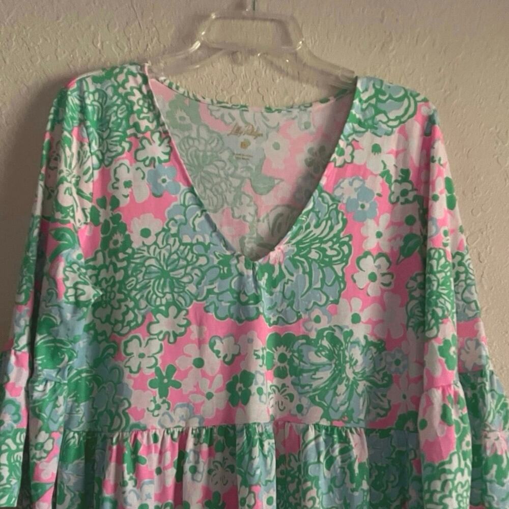 Lilly Pulitzer Multi Plumes in Bloom Jannie Dress Womens Size L Feminine Travel - Picture 2 of 16